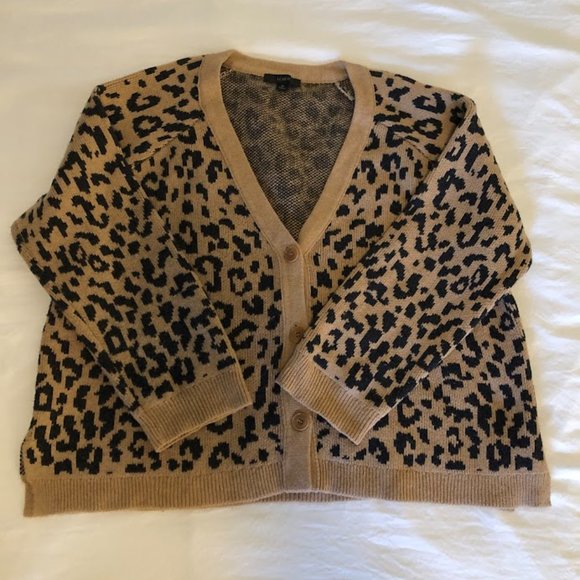 Women’s J.Crew Leopard Print Button-front Cardigan - Picture 3 of 8
